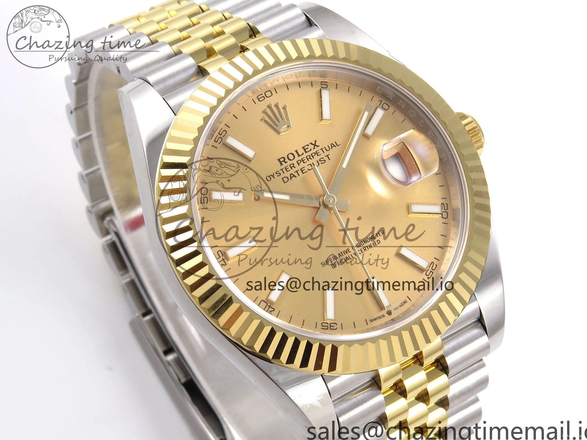 1220 Vibrant DateJust 41 126333 EWEF Best Edition YG Stick Dial on SS YG Jubilee Bracelet A 990